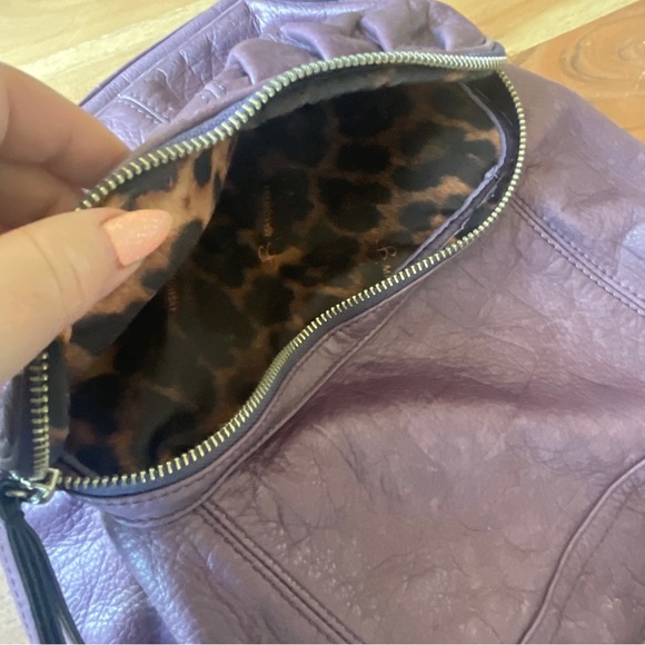 B. Makowsky Silver Trim Soft Purple Leather Hobo Shoulder Bag Purse Handbag - Picture 5 of 13